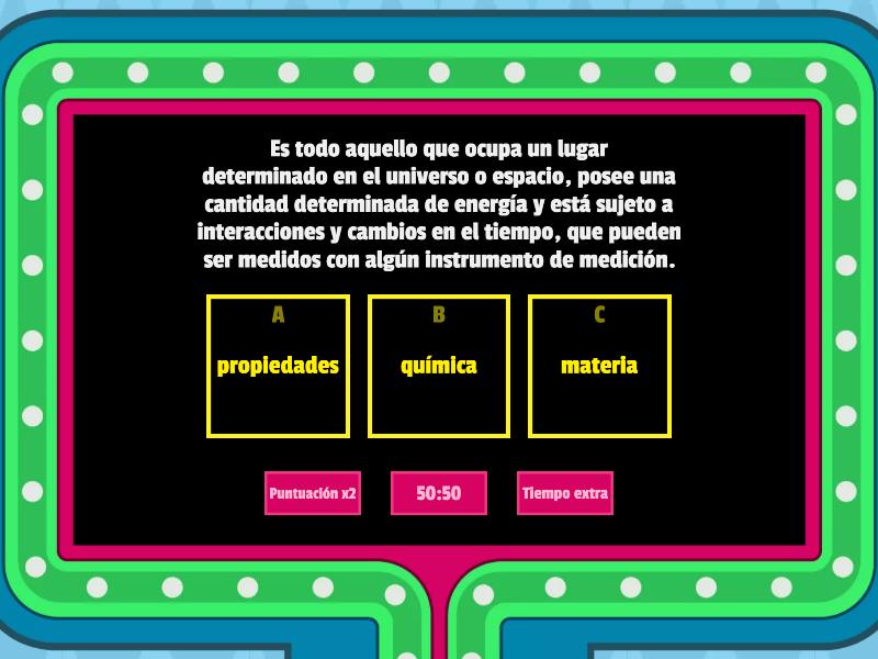 Propiedades Intensivas Y Extensivas De La Materia Gameshow Quiz