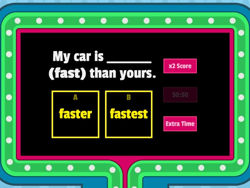 Comparative And Superlative Adjectives Gameshow Quiz