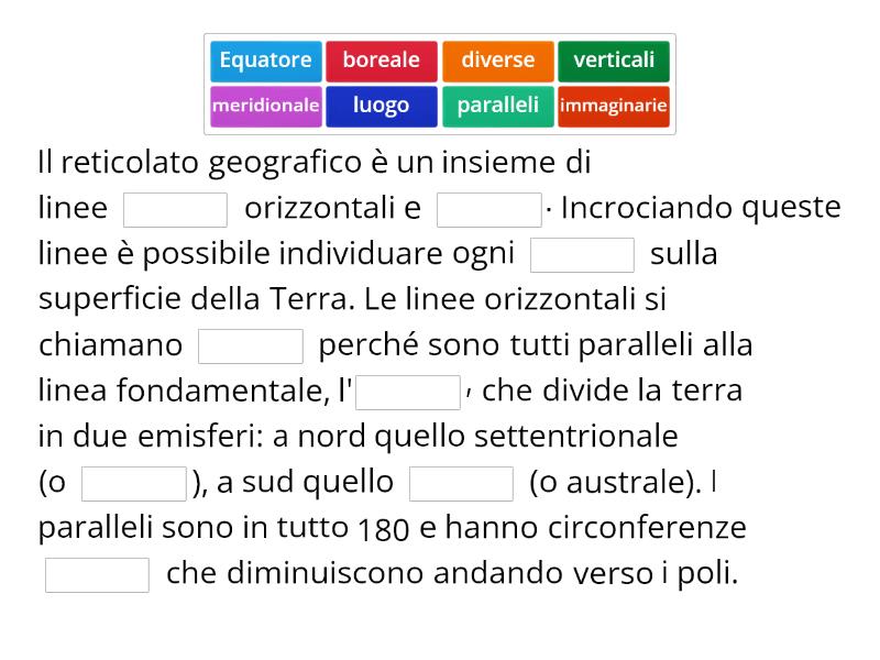 Il Reticolato Geografico Complete The Sentence