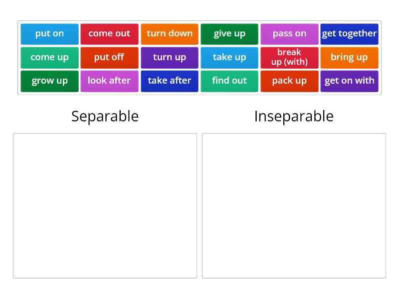 Phrasal Verbs Separable Vs Inseparable Categorize