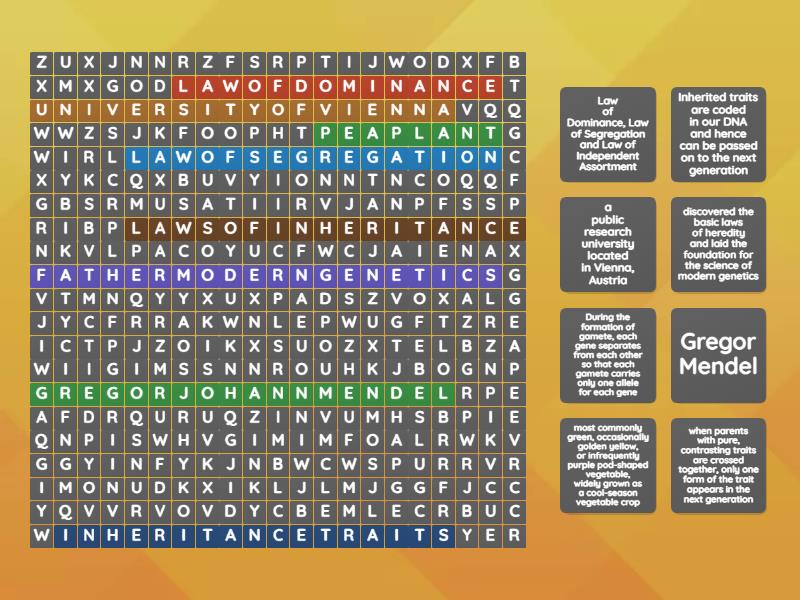 Principles Of Inheritance Variation Wordsearch