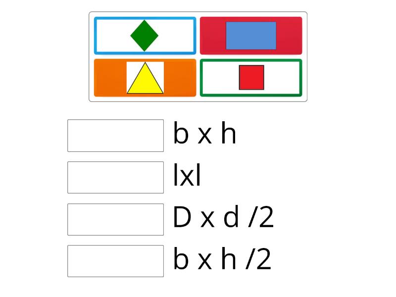 Áreas de figuras geométricas Match up