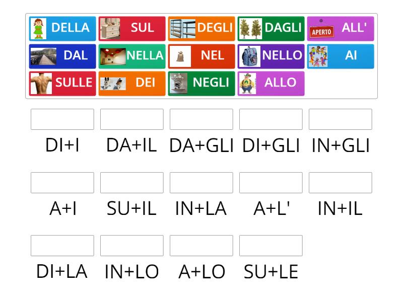 Forma Le Preposizioni Articolate Match Up