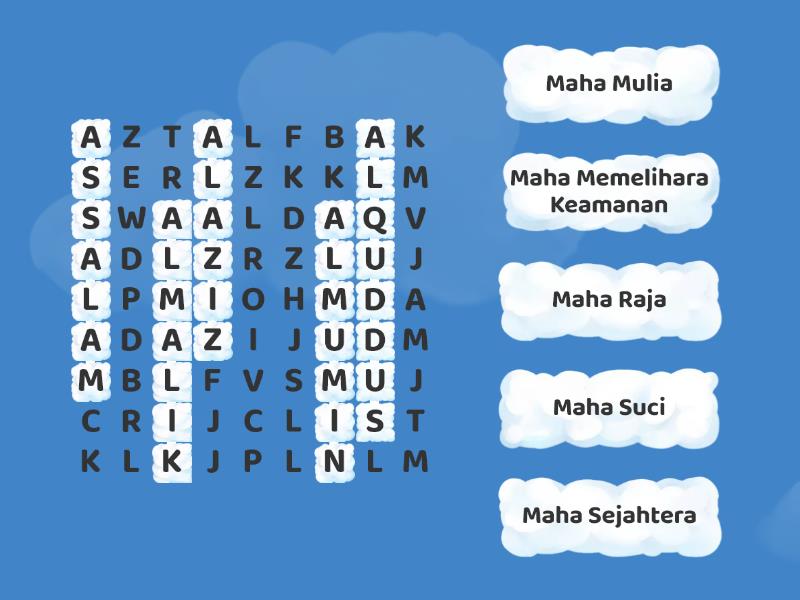 Asmaul Husna Kelas 4 Wordsearch