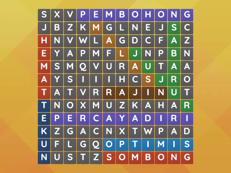 Teka Teki Silang Materi Sikap Jujur Wordsearch