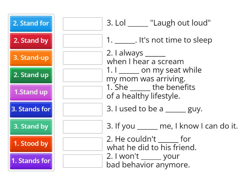 Phrasal Verbs With Stand Match Up