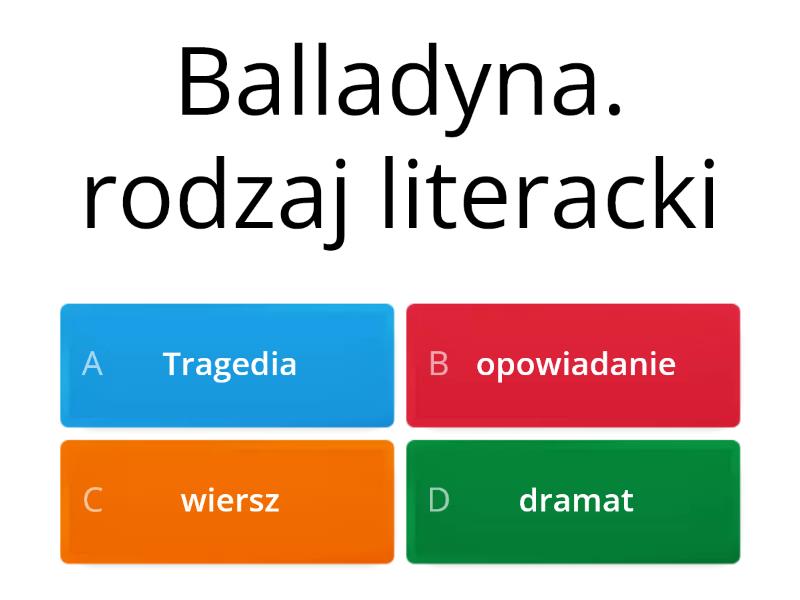 Rodzaje Literackie I Gatunki Quiz