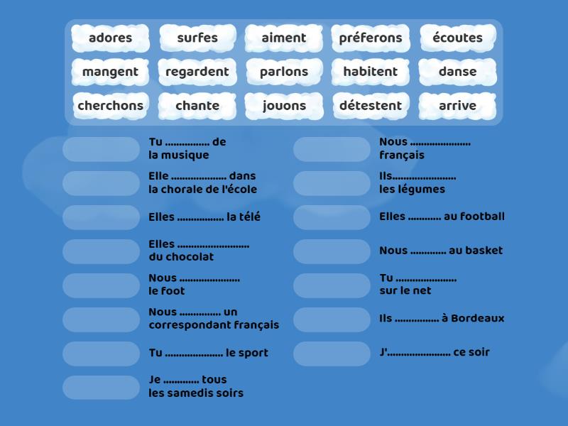 Fle A Verbes En Er Match Up