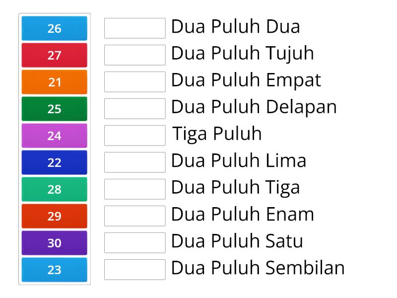 Menghubungkan Lambang Dan Nama Bilangan Match Up