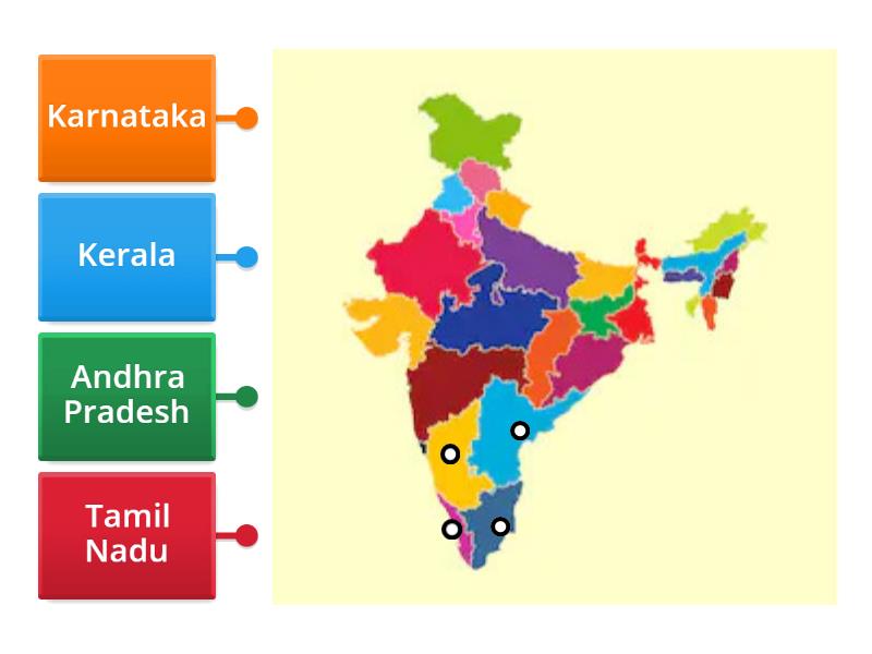 Southern States Of India Diagrama Con Etiquetas