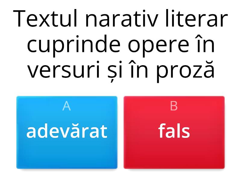 Textul Narativ Literar Quiz