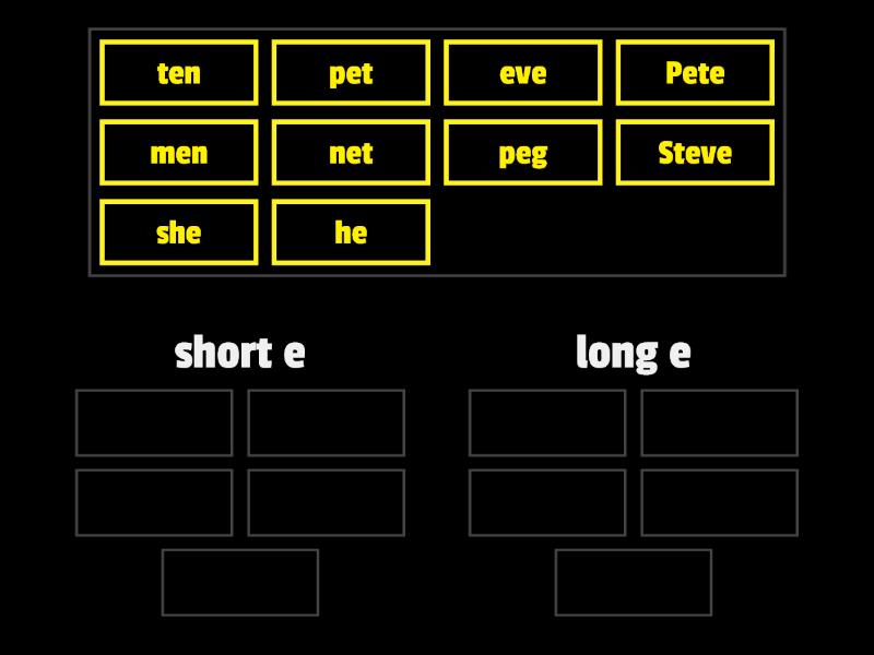 Short And Long E Word Sort Group Sort