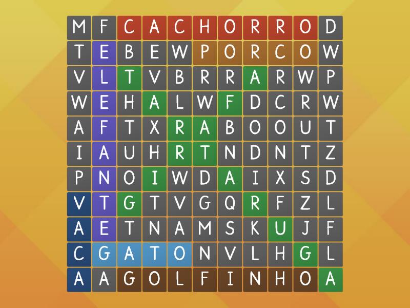 Encontre O Nome Dos Animais Wordsearch