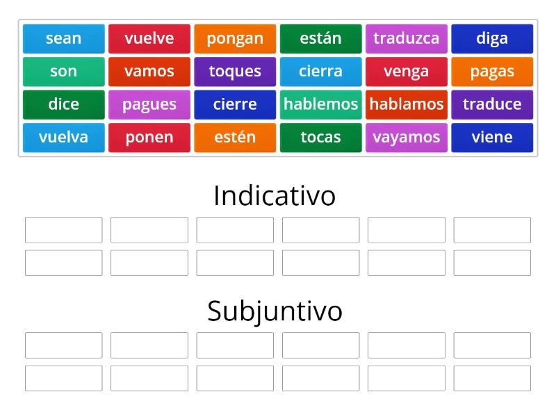 Indicativo O Subjuntivo Group Sort