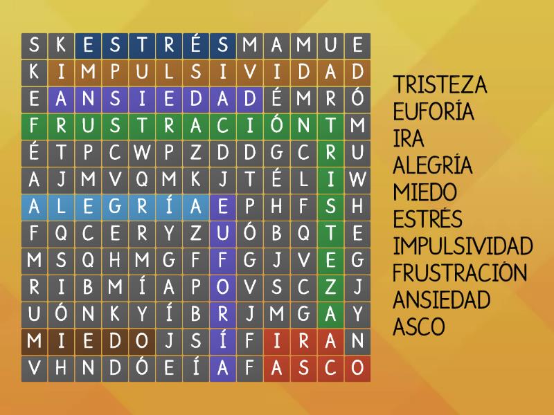 Sopa De Letras Emociones Wordsearch