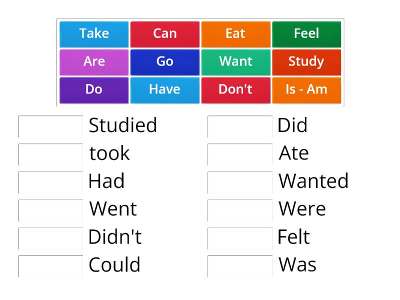 Simple Past Verbs Une Las Parejas