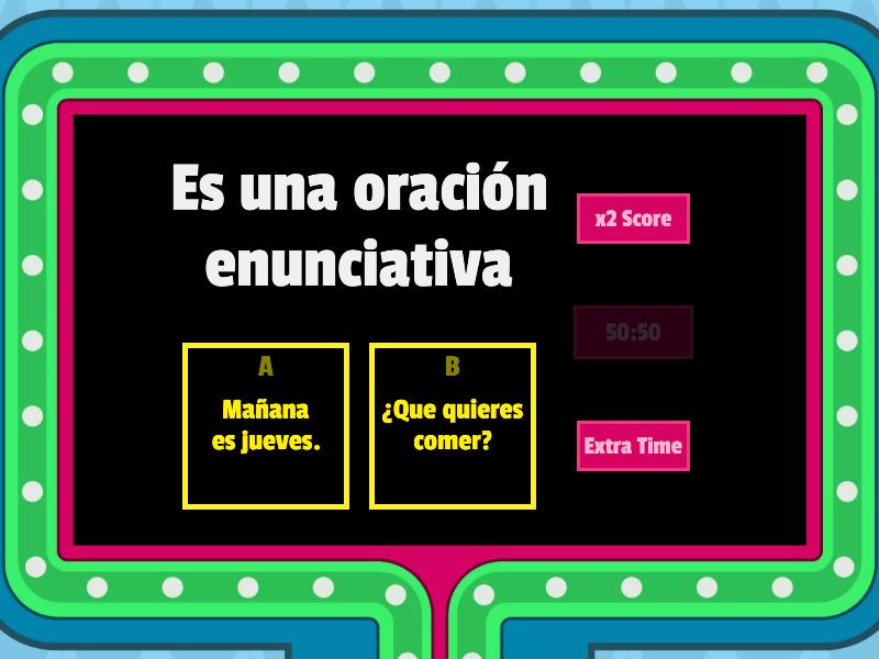 Clases De Oraciones K Gameshow Quiz