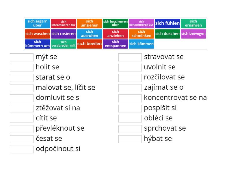 Reflexive Verben Schritte International 3 A2 1 Lektion 5A Match Up