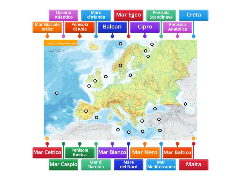 Esercitazione Mari Isole Penisole D Europa Labelled Diagram