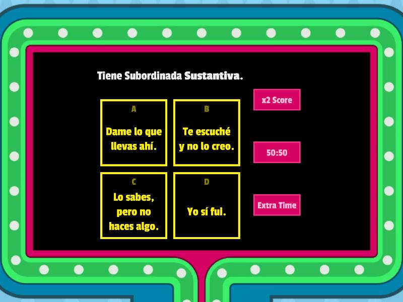 Copia De Oraciones Compuestas Subordinadas Gameshow Quiz