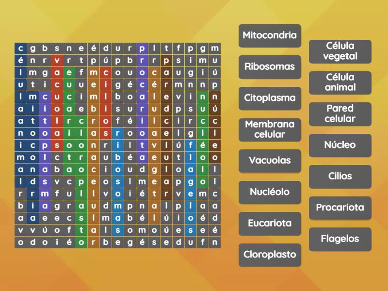 CÉLULA PROCARIOTA Y EUCARIOTA Sopa de letras