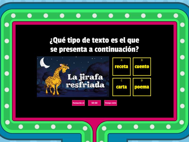 Tipos De Textos Gameshow Quiz