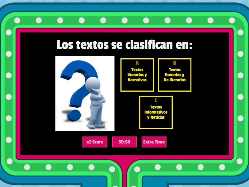 Comparar Tipos De Textos Gameshow Quiz