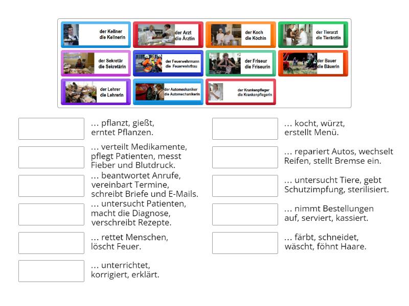 Berufe Und T Tigkeiten Match Up