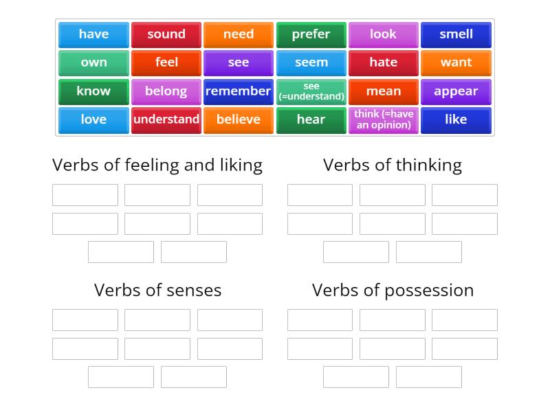 Stative Verbs Group Sort