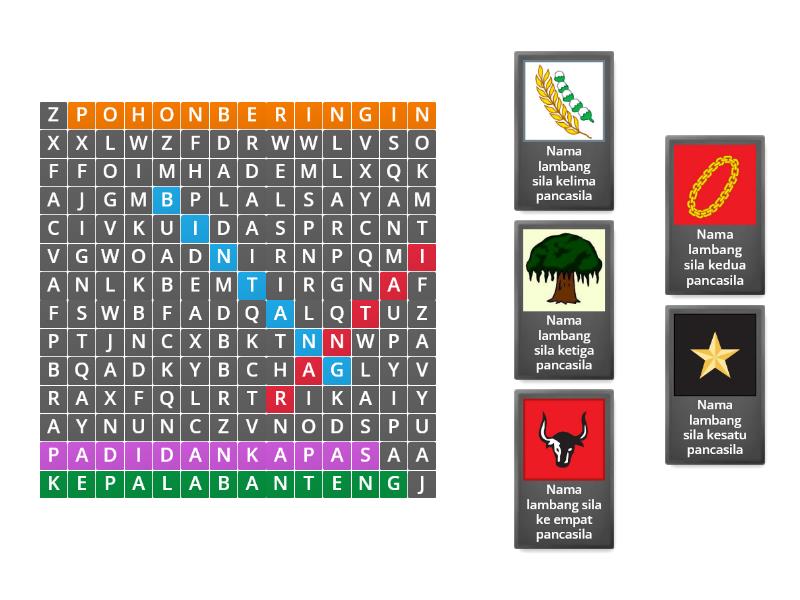 Nama Nama Lambang Pancasila Wordsearch