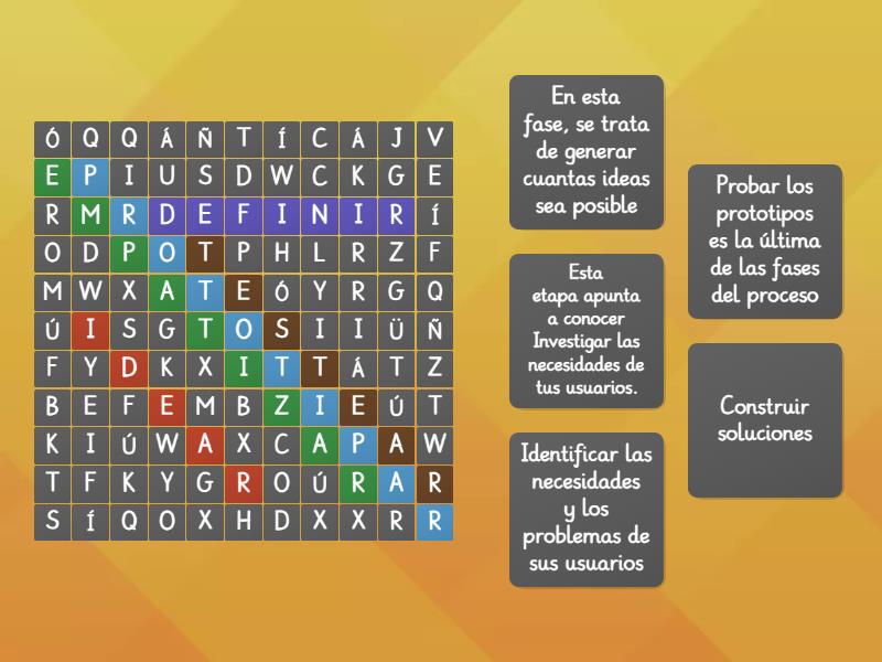 Etapas Del Design Thinking Wordsearch