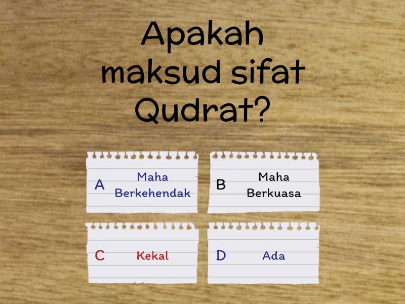 Sifat Qudrat Iaitu Allah Maha Berkuasa Atas Sesuatu Quiz