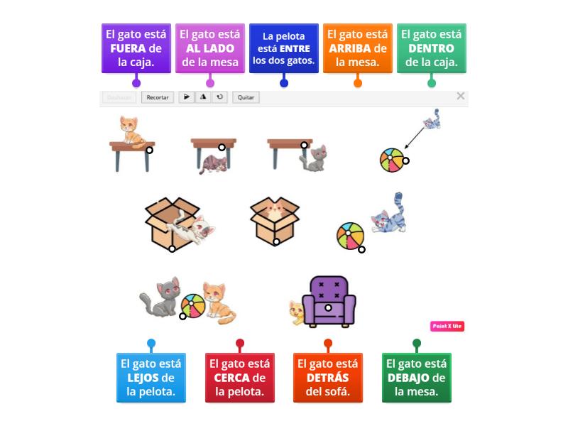 Preposiciones Y Adverbios De Lugar Labelled Diagram