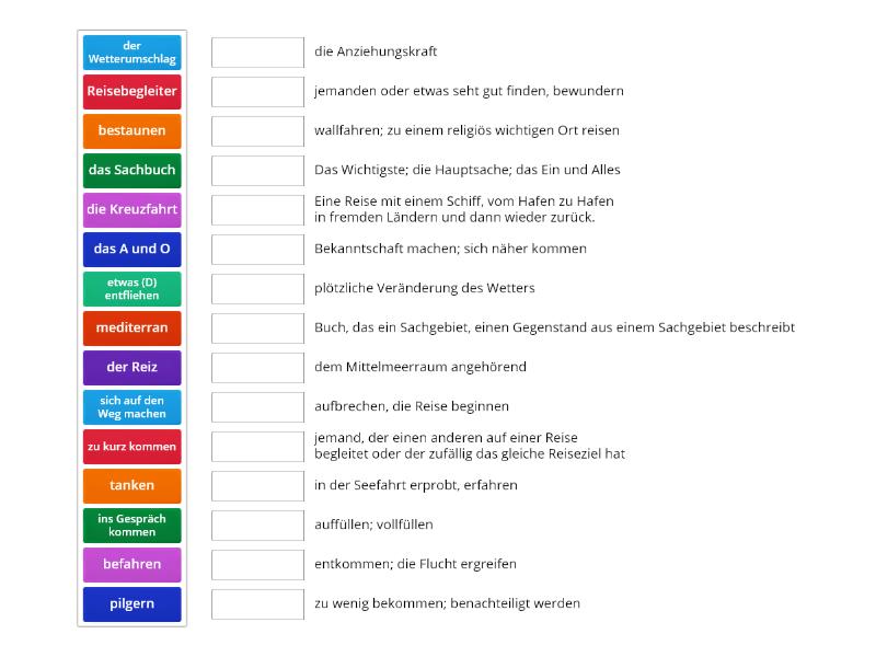 Wortschatz Reisen Match Up
