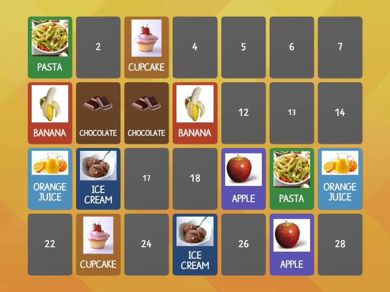 Food Memory Game Parejas