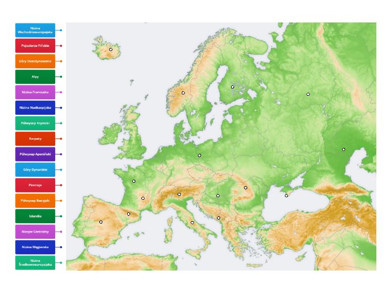 Europa Fizyczna Rysunek Z Opisami