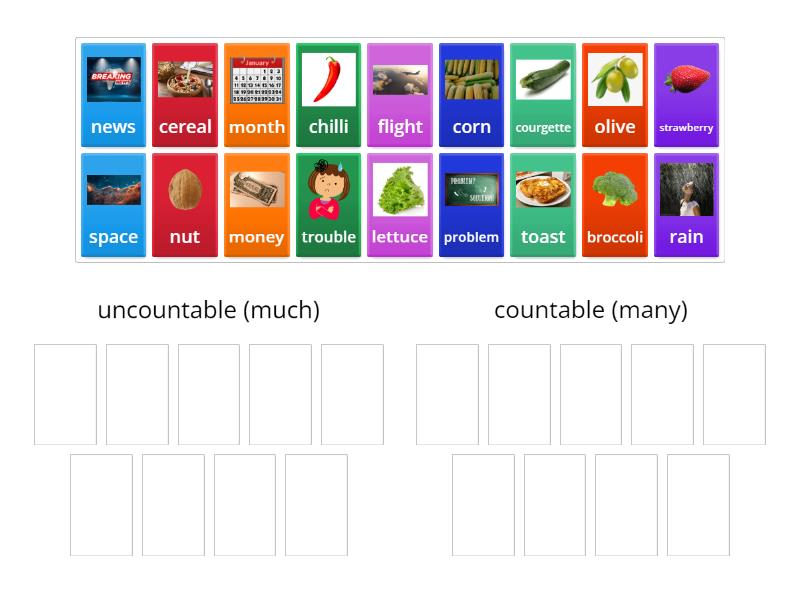 Countable Or Uncountable Ordenar Por Grupo