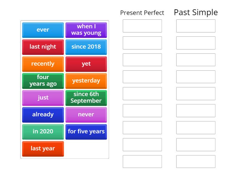 Present Perfect Vs Past Simple Ordenar Por Grupo