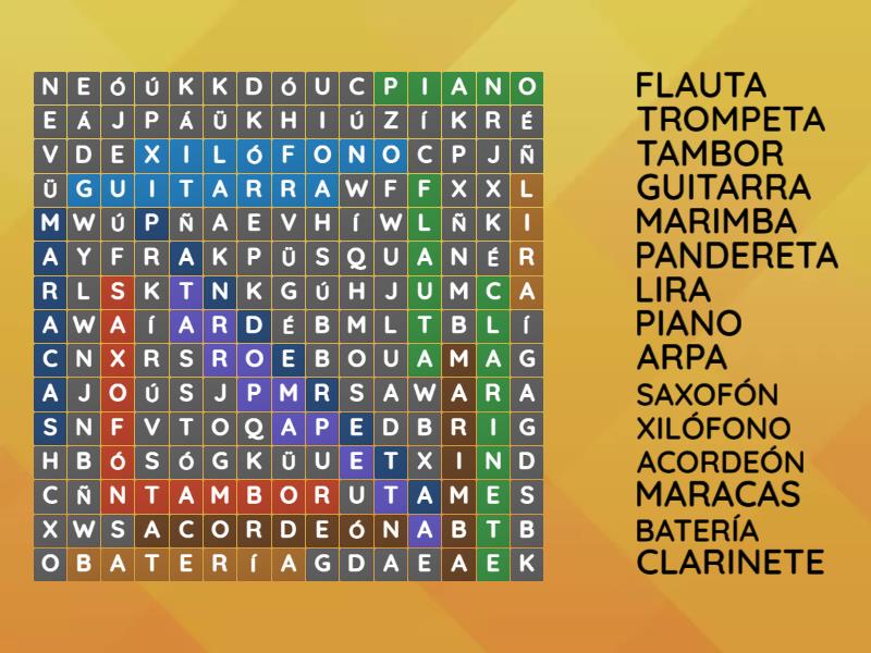 Sopa De Letras Los Instrumentos Musicales Celeste Gutierrez Wordsearch