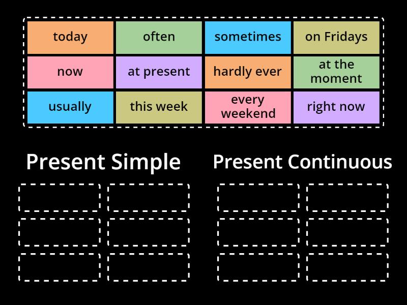 Ww Unit Present Simple Present Continuous Ordenar Por Grupo