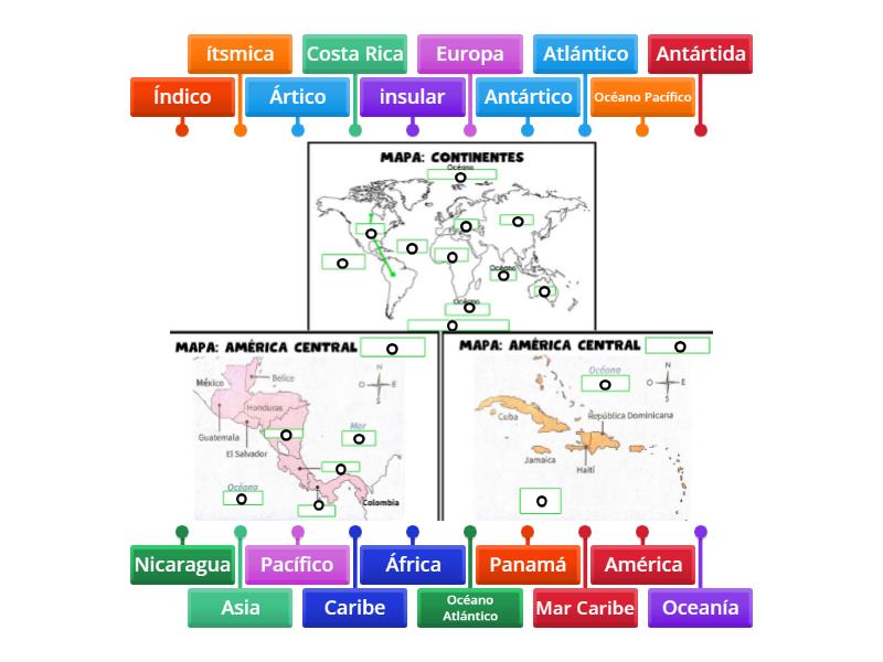 Ubicación Continental de Costa Rica Labelled diagram