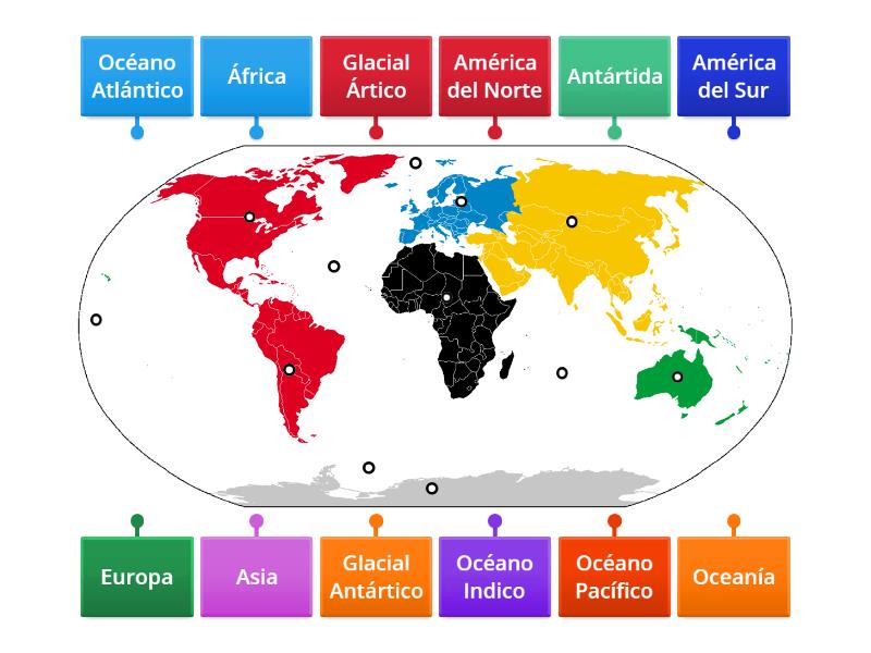 Continentes Y Oc Anos Diagrama Con Etiquetas