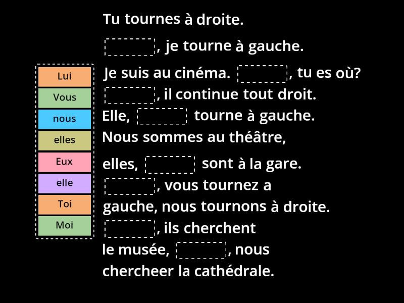 Les Pronoms Toniques Phrases Missing Word