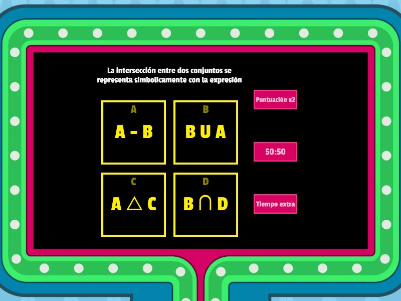 Operaciones Entre Conjuntos Gameshow Quiz