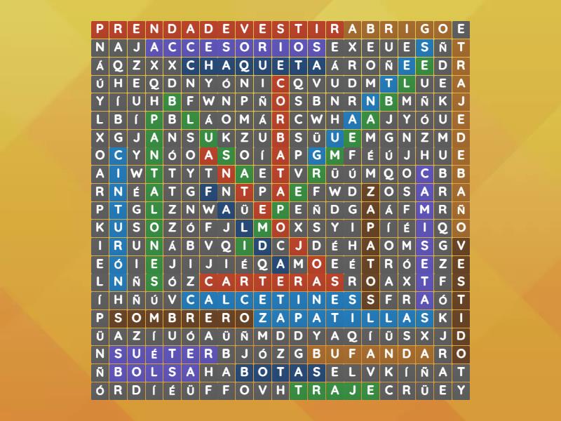 La Ropa Sopa De Letras Wordsearch