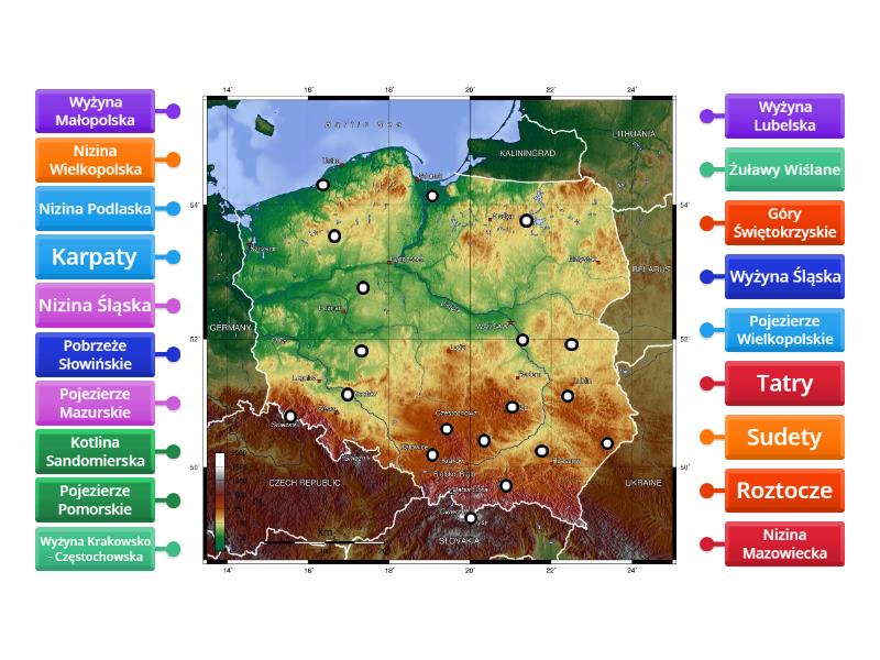 Krainy Geograficzne Polski Labelled Diagram