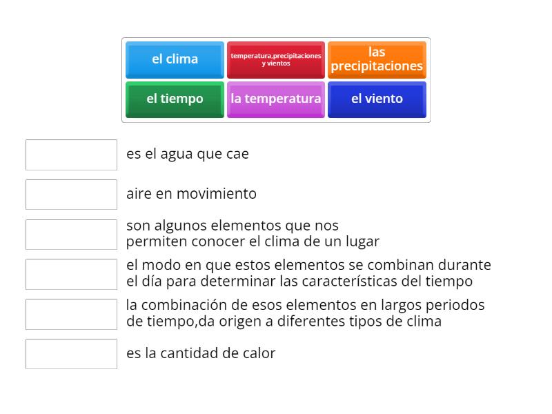 Los Elementos Del Clima Y Las Zonas Climaticas Match Up