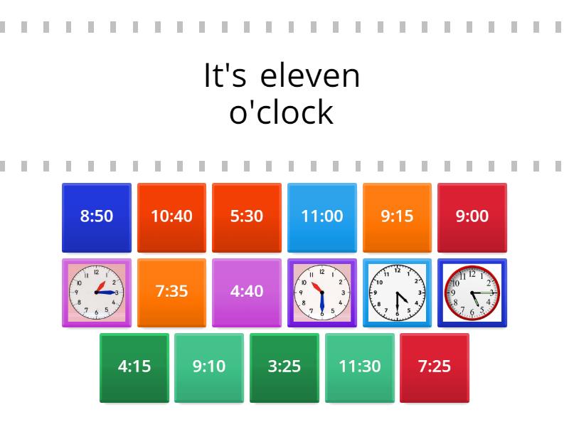 Telling The Time Quarter Half Past To Find The Match