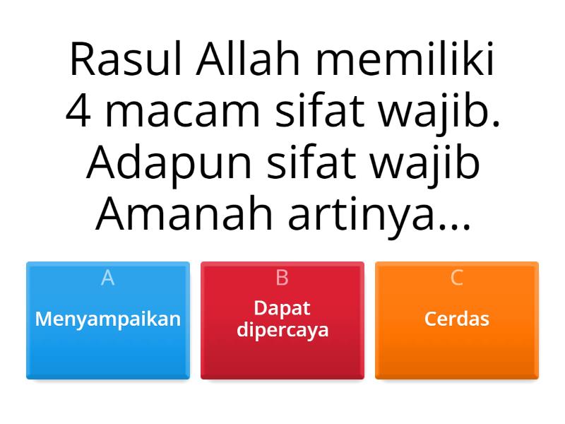 Sifat Wajib Mustahil Jaiz Rasul Quiz