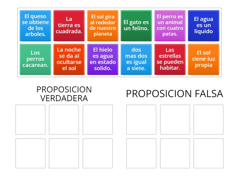 Proposiciones Verdaderas Y Falsas Group Sort